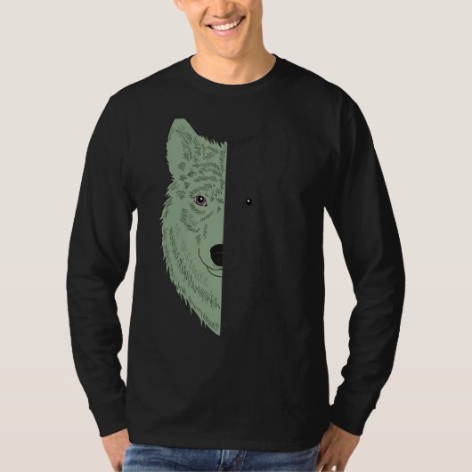 ウルフモチーフプレデター顔ウルフ Tシャツ (正面)