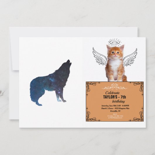 ウルフユニバースシルエット – 背景色を選択 招待状 (正面)