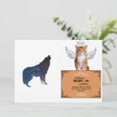 ウルフユニバースシルエット – 背景色を選択 招待状 (スタンド正面)