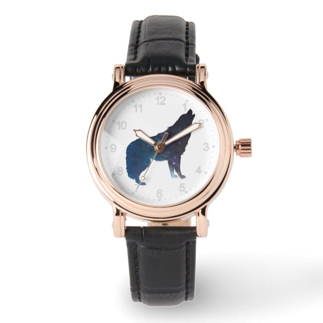 ウルフユニバースシルエット – 背景色を選択 腕時計 (正面)