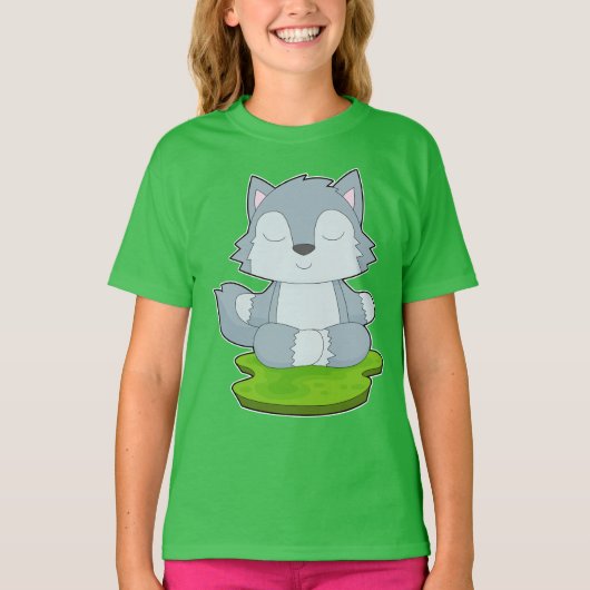 ウルフヨガフィットネス瞑想 Tシャツ (正面)