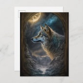 ウルフランドスケープ超現実的ファンタジー ポストカード (正面/裏面)