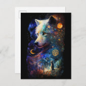 ウルフランドスケープ超現実的ファンタジー ポストカード (正面/裏面)