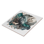 ウルフランドスケープ&ムーンティール（緑がかった色）金ゴールド タイル (側面)