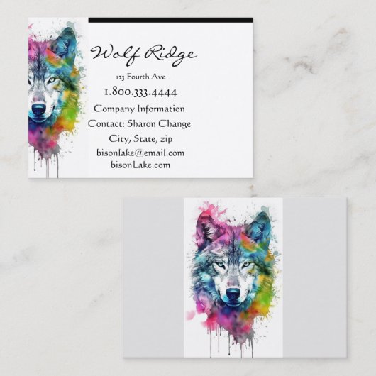ウルフロゴウルフ自然カスタム名刺 名刺 (正面/裏面)