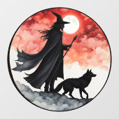 ウルフ付きウィザード – ハロウィーンファンおもしろい2 ウィンドウサイン (シート)