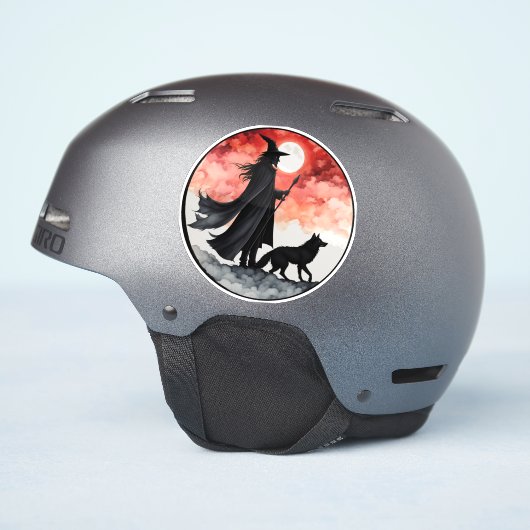 ウルフ付きウィザード – ハロウィーンファンおもしろい2 シール (ヘルメット側面)