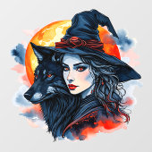 ウルフ付き魔女 – ハロウィンファンおもしろい2 ウィンドウサイン (シート)