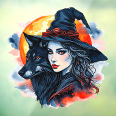 ウルフ付き魔女 – ハロウィンファンおもしろい2 ウィンドウサイン (シート3)