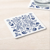 ウルフ伝統的フォークオーナメント紙コースター スクエアペーパーコースター (アングル)