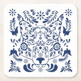 ウルフ伝統的フォークオーナメント紙コースター スクエアペーパーコースター