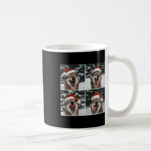 ウルフ冬の写真ウルフ保護クリスマ コーヒーマグカップ (右)
