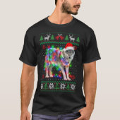 ウルフ動物醜いセーターのクリスマスパピー動物 Tシャツ (正面)