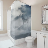 ウルフ動物野生動物アート シャワーカーテン (インサイチュ)