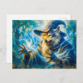 ウルフ変換魔導師のファンタジー油スタイル シーズンポストカード (正面/裏面)