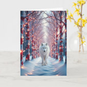 ウルフ威厳のあるインスノーホリデイフォレスト カード (黄色い花)