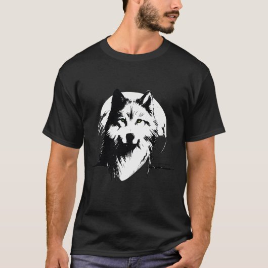 ウルフ威厳のあるポートレートアートワーク Tシャツ (正面)