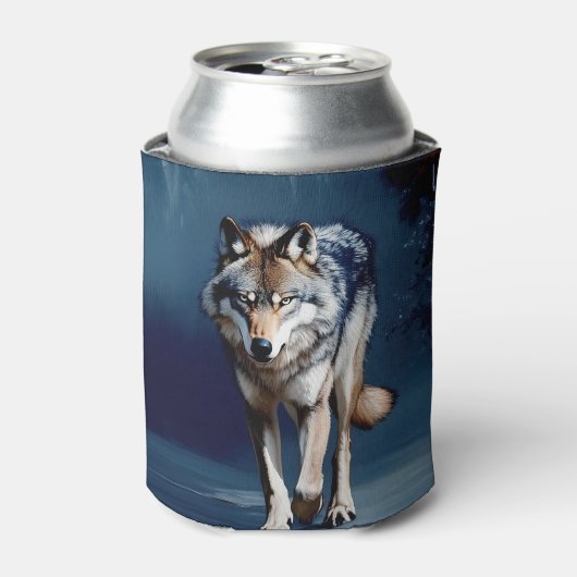 ウルフ威厳のあるワイルドライフアート 缶クーラー (缶正面)