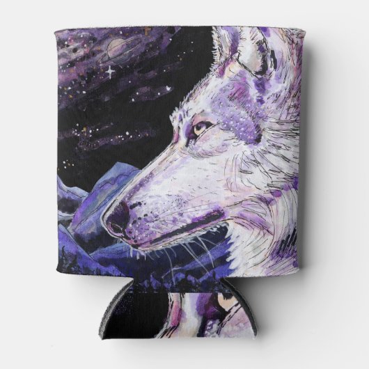ウルフ宇宙マウンテンズ絵画フォレストズ 缶クーラー (正面)