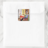 ウルフ宿題をやっている スクエアシール (バッグ)