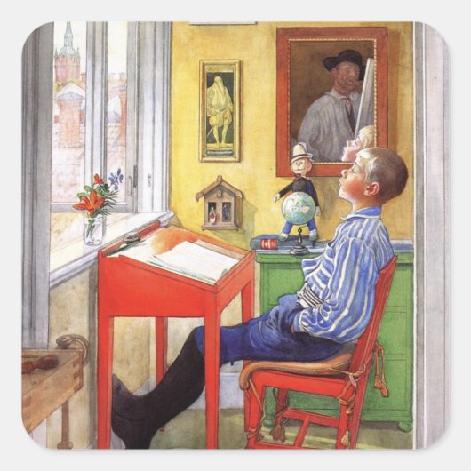 ウルフ宿題をやっている スクエアシール (正面)