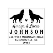 ウルフ差出人住所スタンプー結婚ズ・アニマル ラバースタンプ (インプリント)