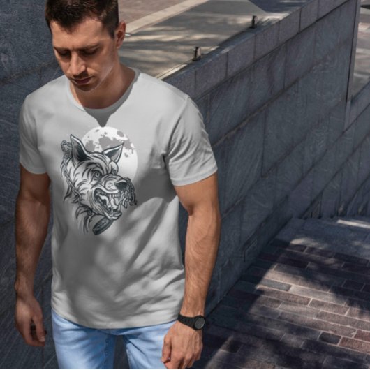 ウルフ怒のモノクロ Tシャツ