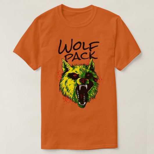 ウルフ怒ウルフパック野生動物 Tシャツ (デザイン正面)