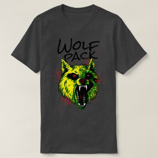 ウルフ怒ウルフパック野生動物 Tシャツ (デザイン正面)