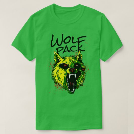 ウルフ怒ウルフパック野生動物 Tシャツ (デザイン正面)