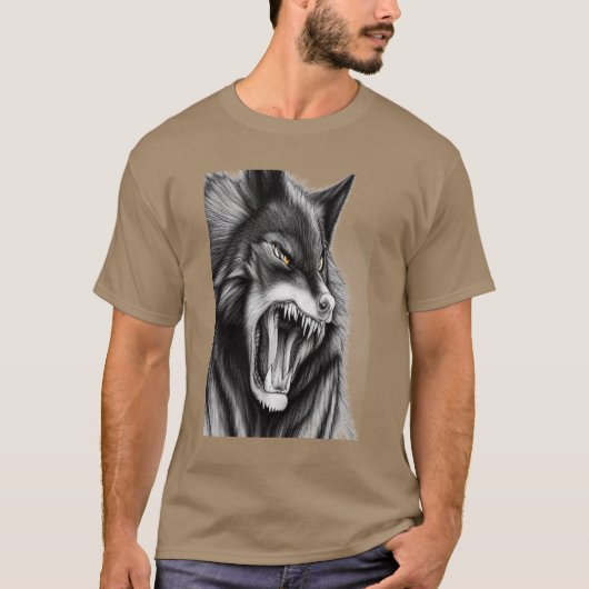 ウルフ怒 | AI Art Tシャツ (正面)