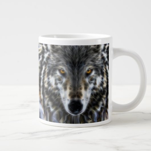 ウルフ感動的グラフィックポートレート ジャンボコーヒーマグカップ (右)