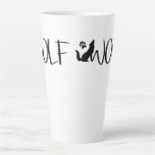 ウルフ文字グラフィックロゴ カフェラテマグ (正面)