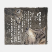 ウルフ文字 |パーソナライズされた娘への手紙 フリースブランケット (正面(横))