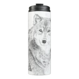 ウルフ樺の木木の間の熱ボトル タンブラー