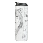 ウルフ樺の木木の間の熱ボトル タンブラー (回転右)