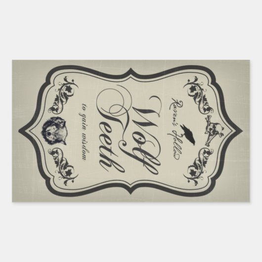 ウルフ歯ハロウィーン瓶ステッカーラベル 長方形シール (正面)