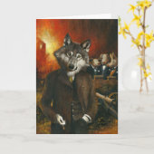 ウルフ氏と3匹の豚の挨拶状 カード (黄色い花)