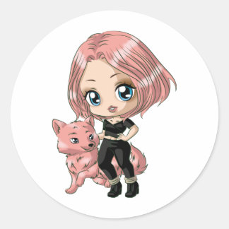 ウルフ生まれチビ（小さくかわいく書いた感じ） ラウンドシール