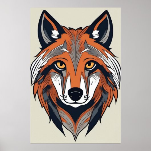 ウルフ簡易スタイリッシュイラストレーション ポスター (正面)