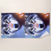 ウルフ絵を描油美しいの本質 ビーチタオル (正面)