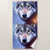 ウルフ絵を描油美しいの本質 ビーチタオル (正面)