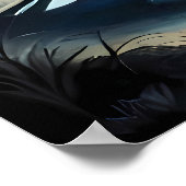 ウルフ絵画ムーン川ダークナイトマウンテンロック ポスター (角)