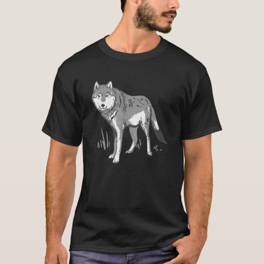 ウルフ芸術的ブ絵画ブラシのウルフ Tシャツ (正面)