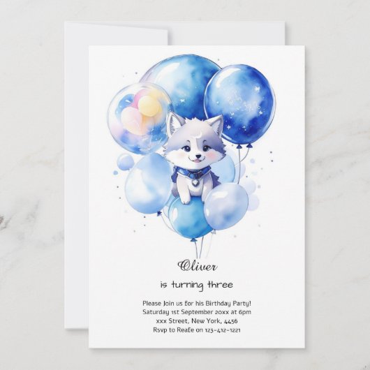 ウルフ誕生日招待状 招待状 (正面)