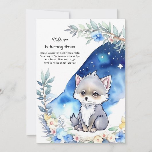 ウルフ誕生日招待状 招待状 (正面)