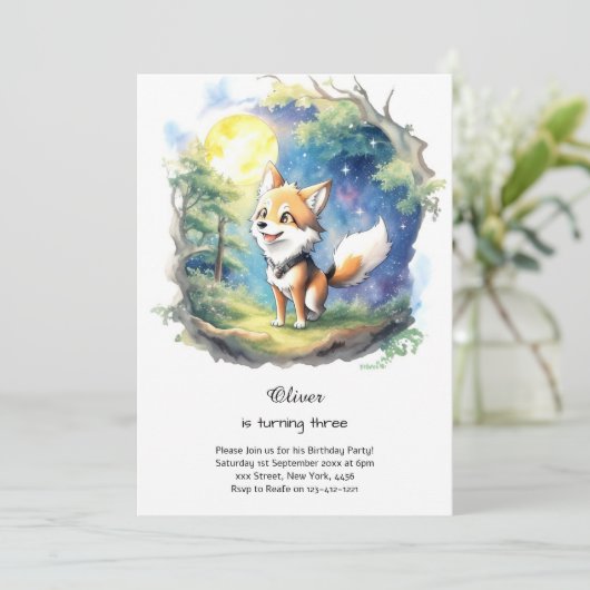 ウルフ誕生日招待状 招待状 (スタンド正面)