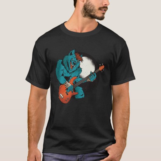 ウルフ遊のバスギター重い金属ロックとro tシャツ (正面)