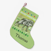 ウルフ醜いクリスマスセーター野生生物シリーズ スモールクリスマスストッキング (正面 (吊り時))