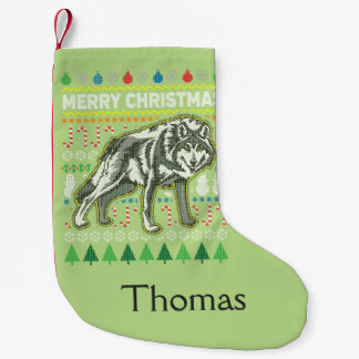 ウルフ醜いクリスマスセーター野生生物シリーズ スモールクリスマスストッキング